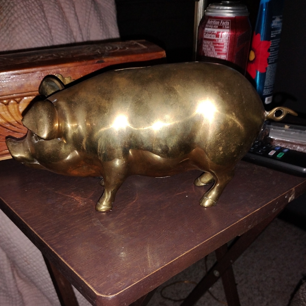 Antique English Brass Piggy bank